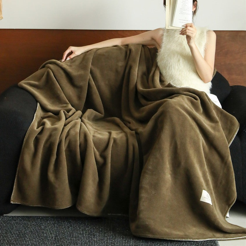 Reversible Ultra-Soft Velvet Fleece Oversized Throw Blanket with Whipstitch Hem