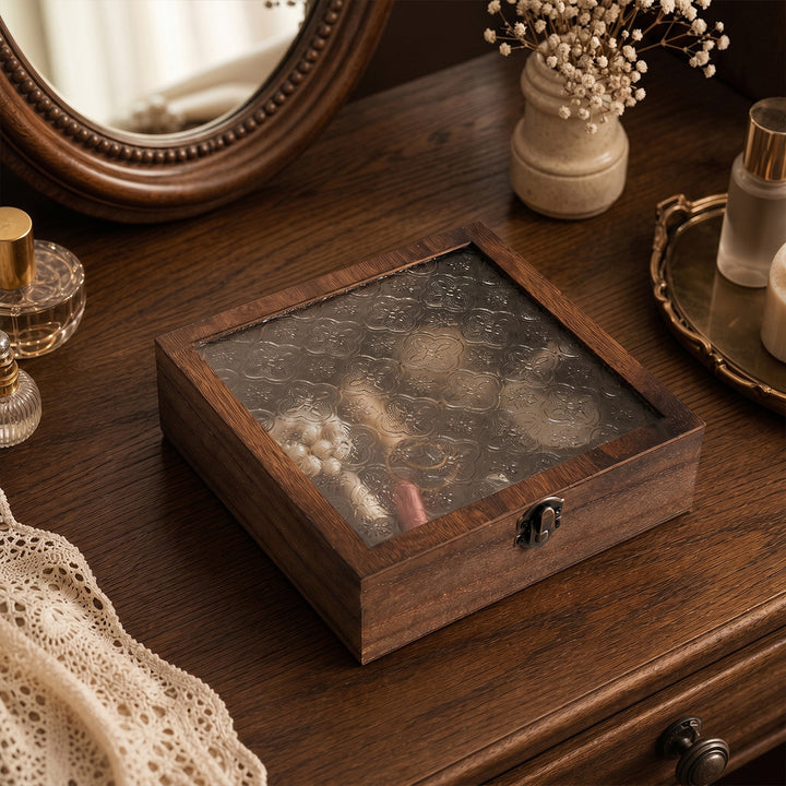 Vintage achteckige Holz-Schmuckbox