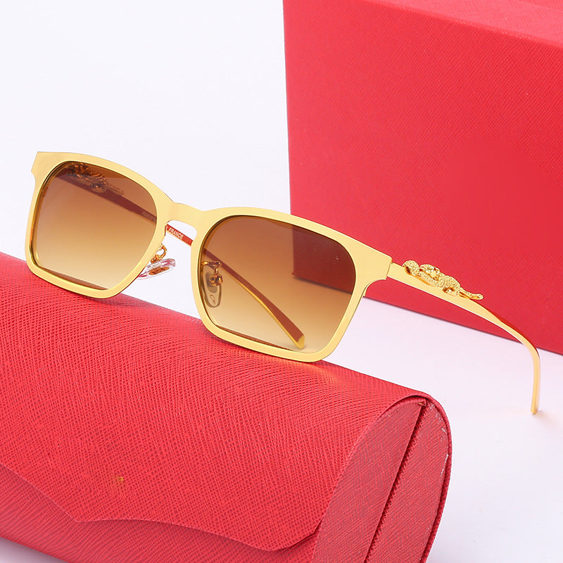 Damen modische oversized Sonnenbrille mit glamourosem Design und goldenen Akzenten Karnz