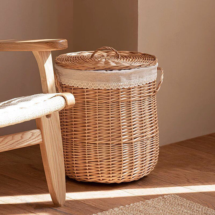 Eleganter Wäschekorb Aus Geflochtenem Rattan Karnz