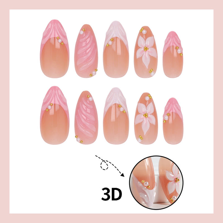 Kunstnagelset mit kreativen 3D-Blumenverzierungen Karnz