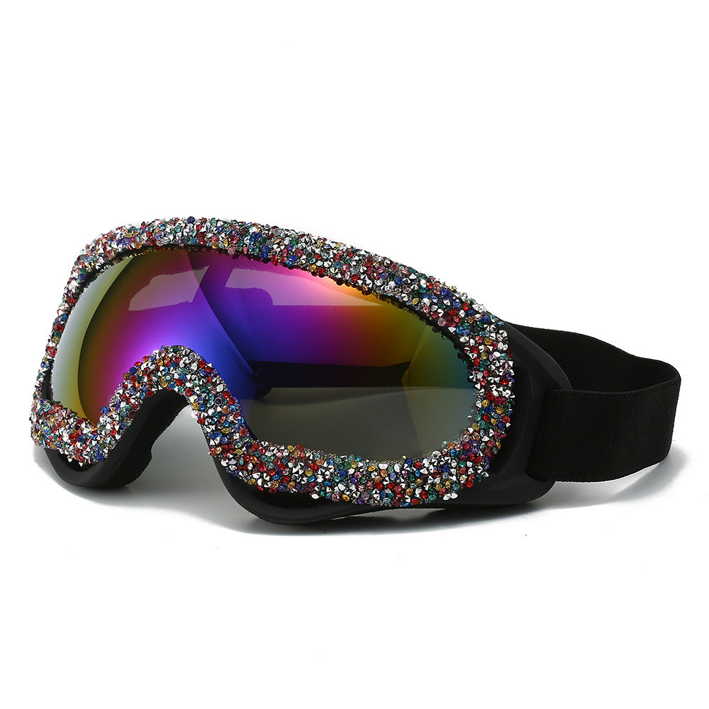 Damen Sportliche Skibrille mit glamourösem Kristallbesatz Karnz
