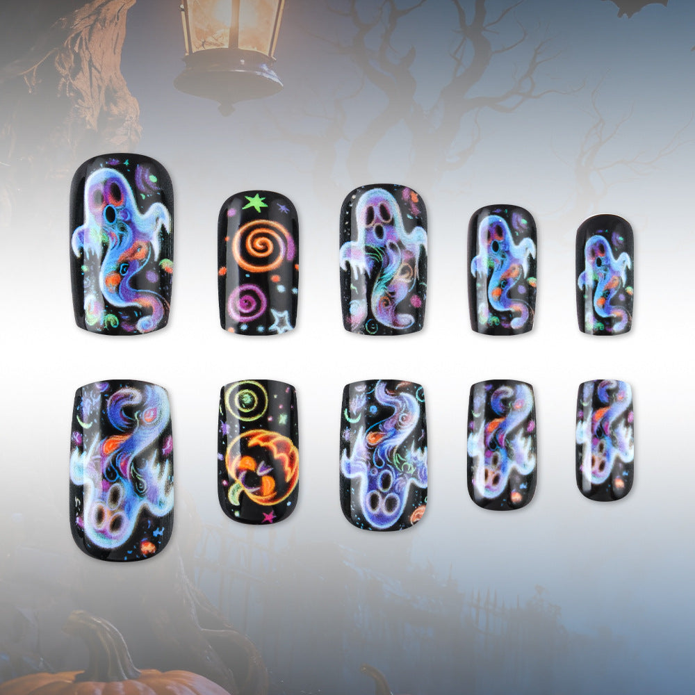 Künstlerisches Halloween-Themen Press-On Nail Design Karnz