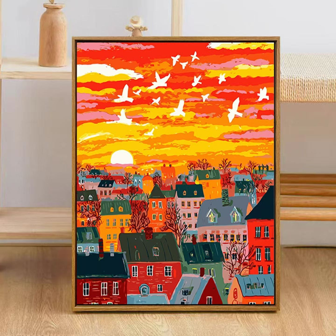 Bunte Stadt Skyline Kunstdruck Karnz
