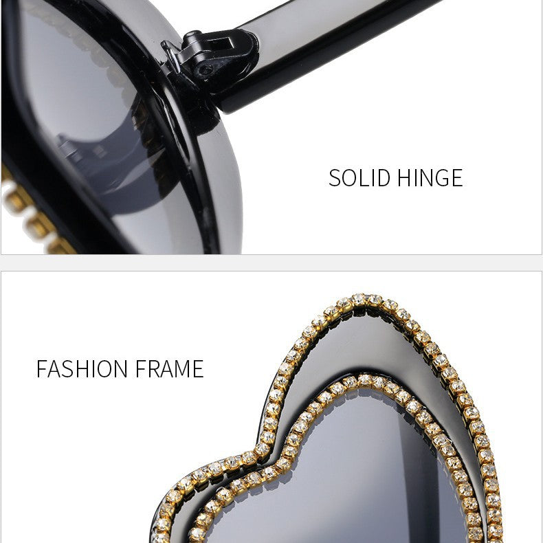 Damen Herzförmige Sonnenbrille mit Glitzerakzenten Karnz
