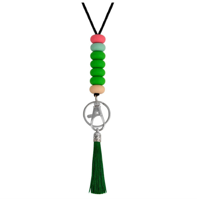 Bunter Perlen-Schlüsselanhänger Lanyard mit Quaste Karnz