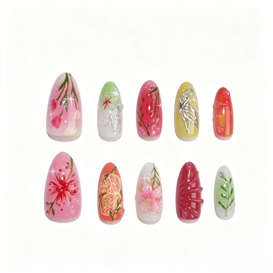 Künstlerisches Floral Design Nagelset Karnz