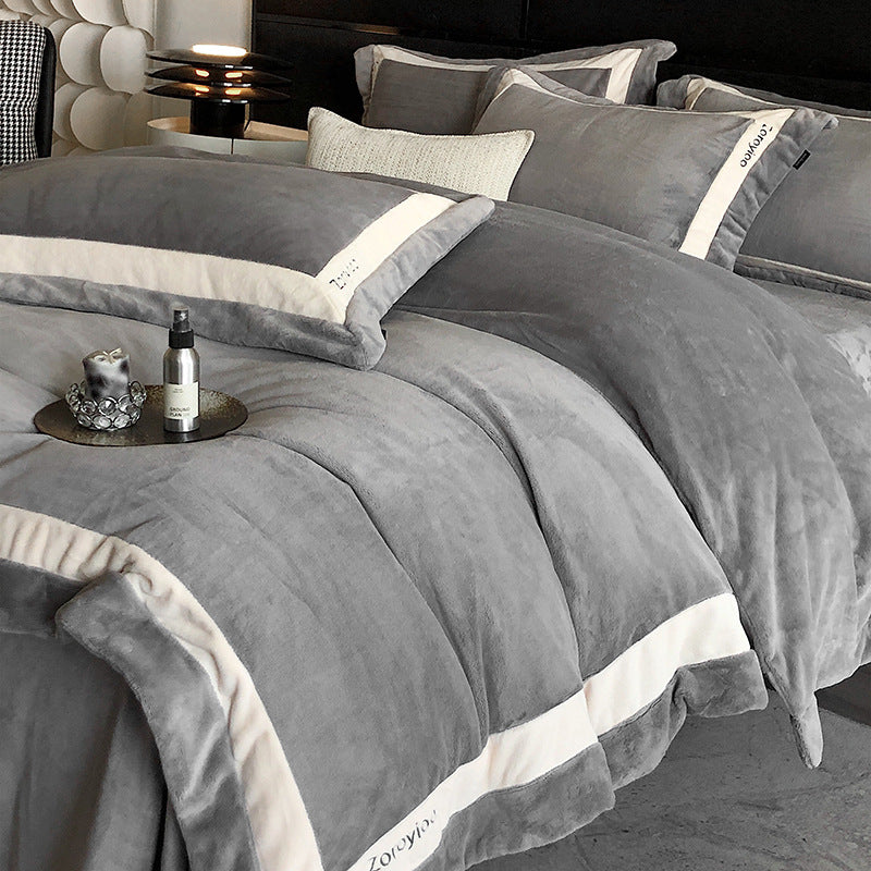 Luxus Bettwäsche-Set aus Baumwollsatin mit kontrastierender Bordüre