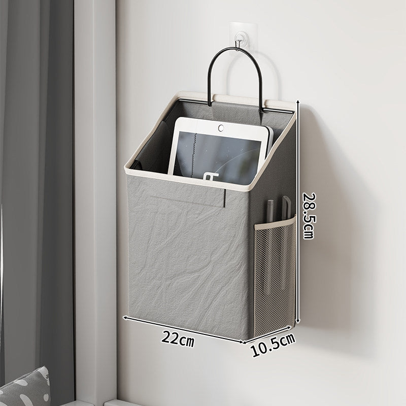 Wandmontierter Canvas-Taschenorganisator mit Mesh-Seitentasche und Metallhaken