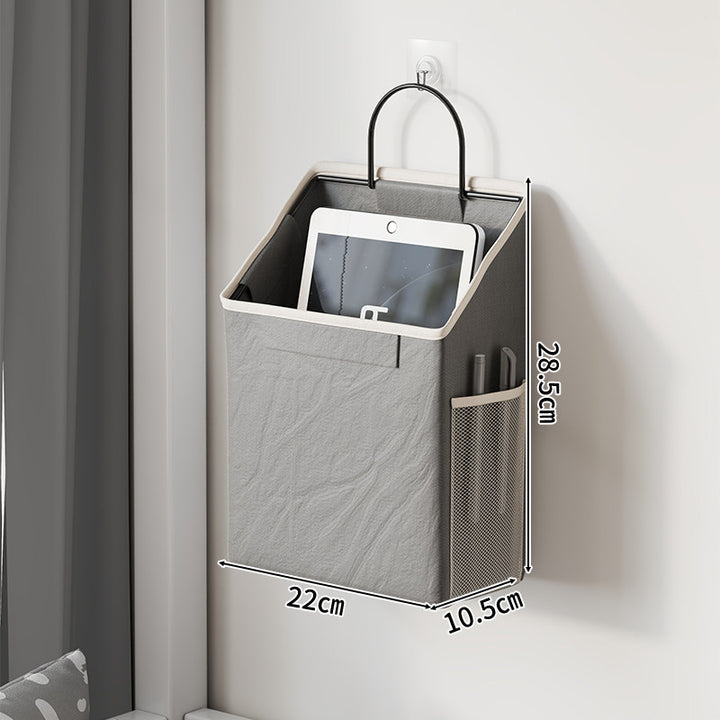 Wandmontierter Canvas-Taschenorganisator mit Mesh-Seitentasche und Metallhaken
