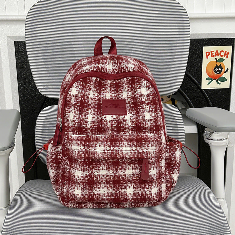 Stylische Vintage Karomuster Rucksack Karnz