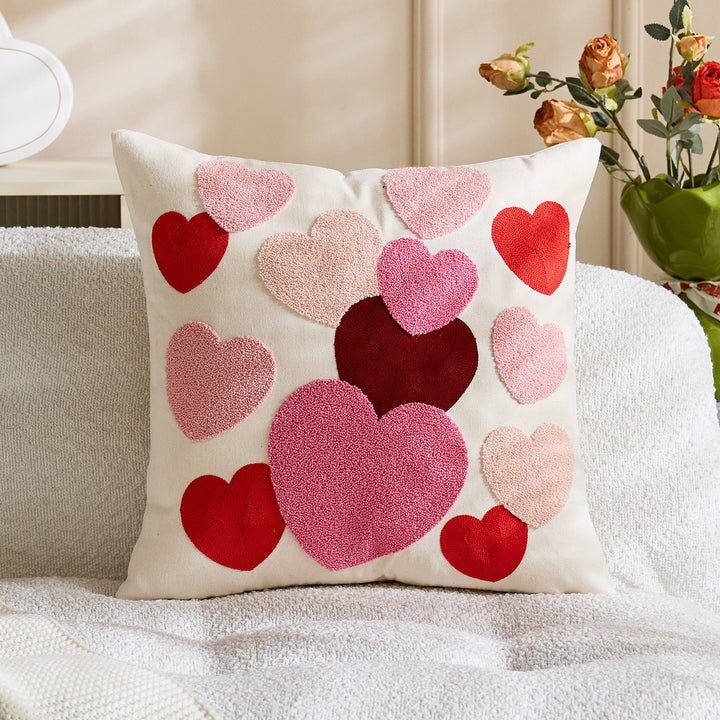 Bestickte Script Love Kissenbezug mit tufted Herz