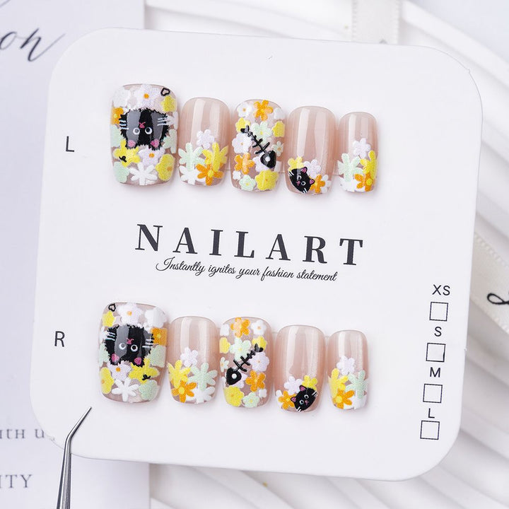 Künstlerisches 3D Schmetterling Press-On Nagelset Karnz