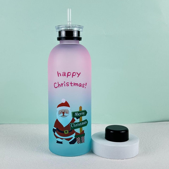 Damen Motivierende Trinkflasche mit fröhlichem Weihnachtsdesign Karnz