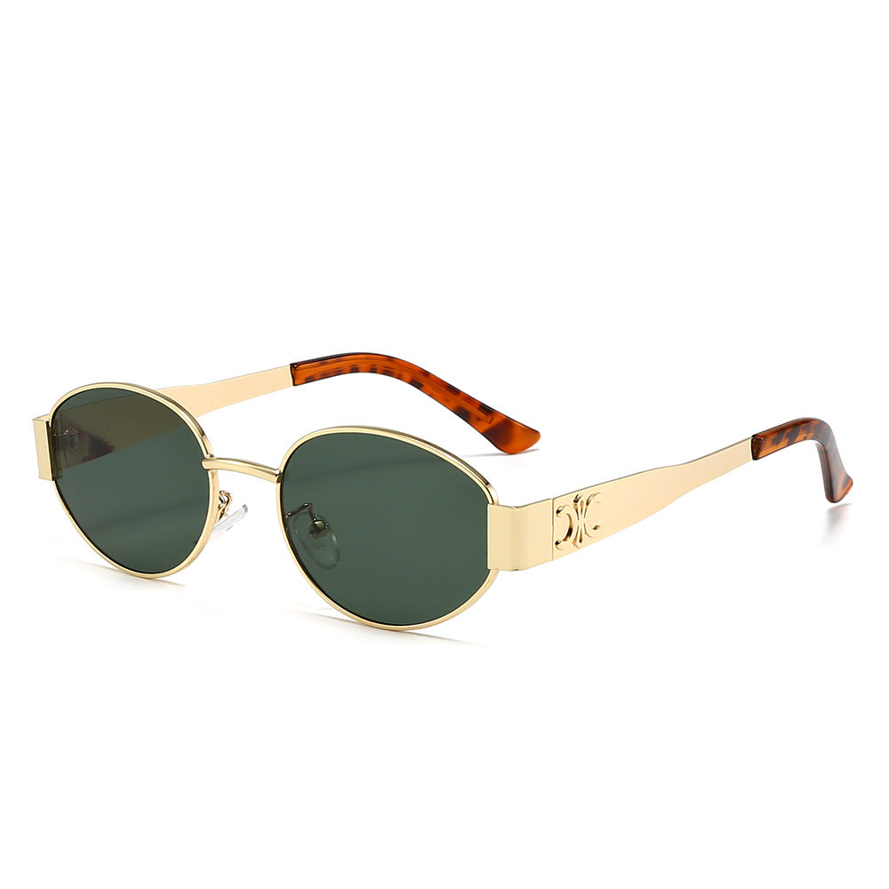 Damen Designer-Sonnenbrille mit elegantem ovalem Rahmen und einzigartigen Akzenten Karnz