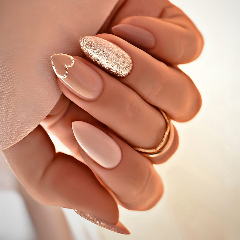 Kunstnagelset mit Herz- und Glitzer-Design Karnz