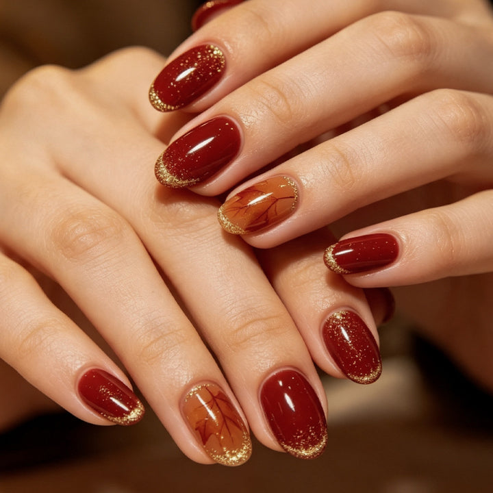 Elegante herbstliche Gel-Nagelkunst Karnz