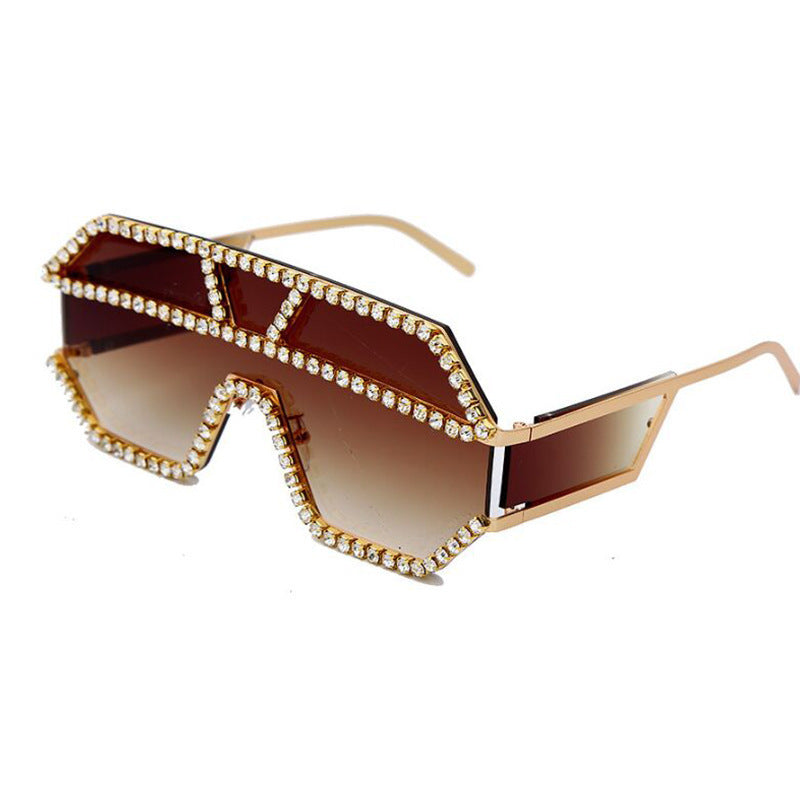 Damen stilvolle Sonnenbrille mit geometrischem Rahmen und Strassverzierung Karnz