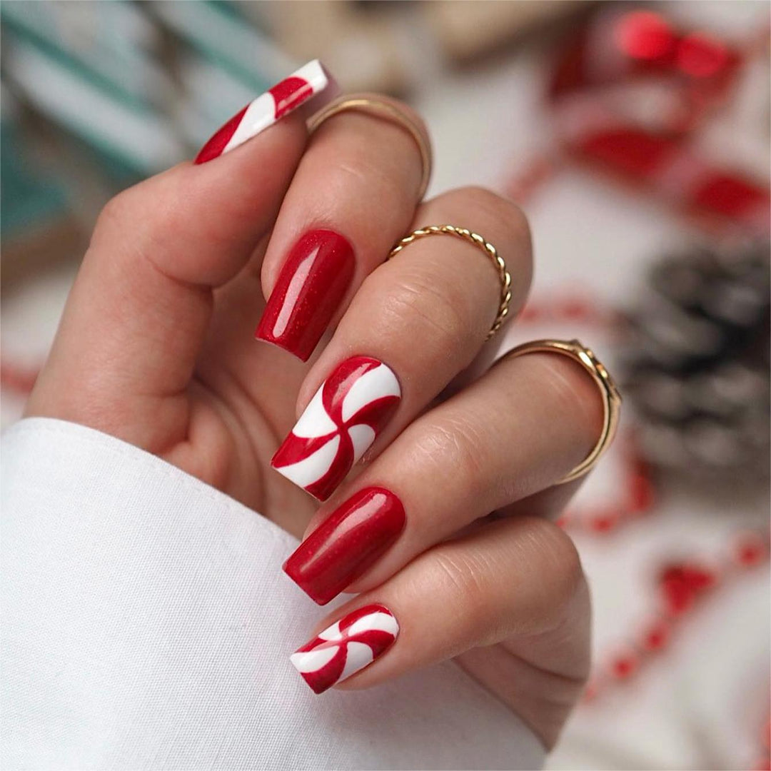 Festliche Candy Stripe Nagel Kunst Extensions