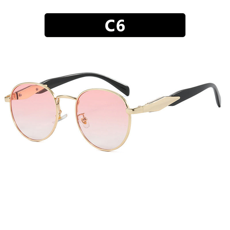 Damen runde Sonnenbrille mit elegantem, goldenen Rahmen und UV-Schutz Karnz