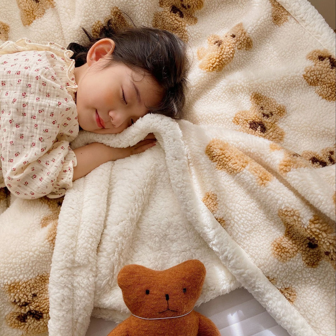 Fluffy Teddy Bear Muster Wurfdecke
