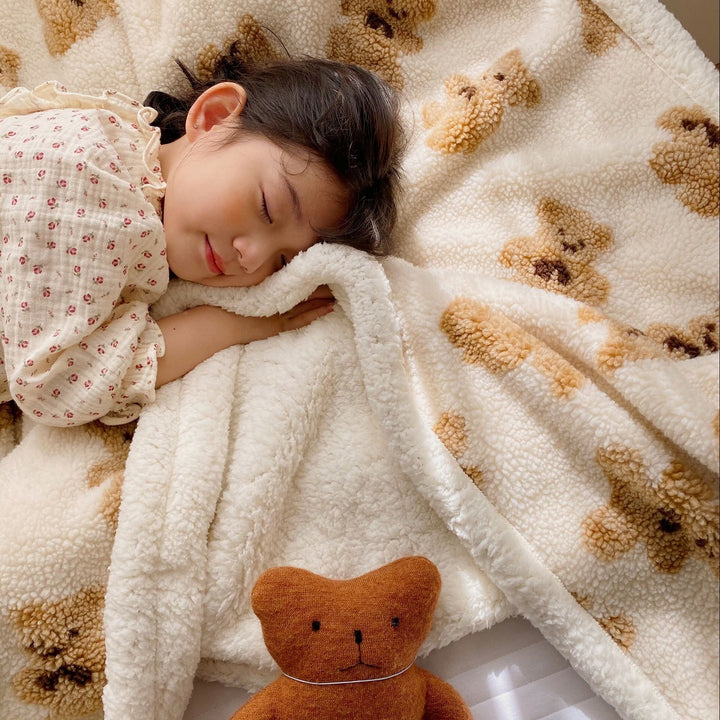 Fluffy Teddy Bear Muster Wurfdecke