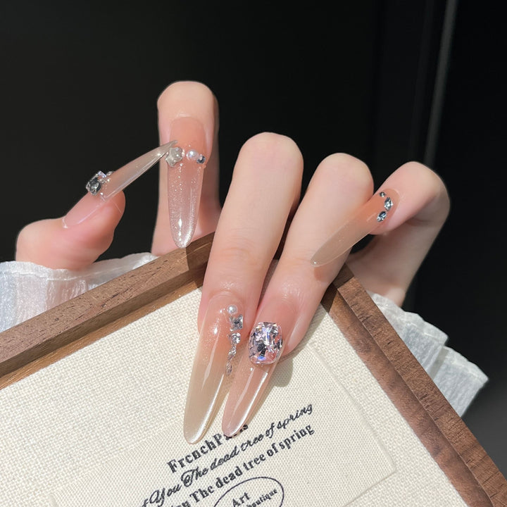 Elegante mit Strass veredelte Press-On Nagelverlängerungen Karnz