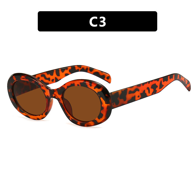 Damen modische Sonnenbrille im originellen Ovaldesign mit transparentem Rahmen und UV-Schutz Karnz