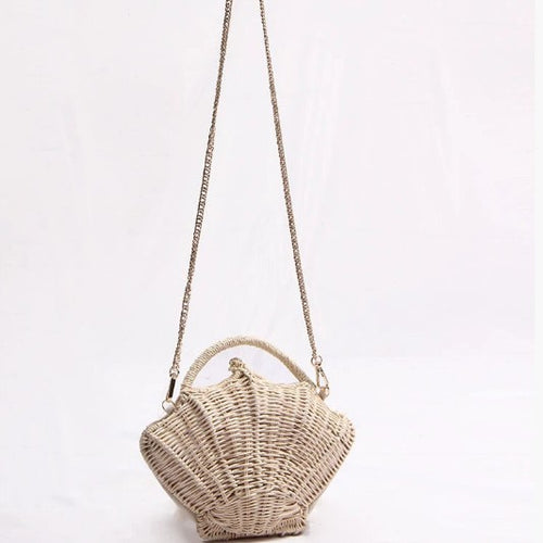 Damen Handtasche im Korbdesign mit eleganter Kettenumhängung Karnz