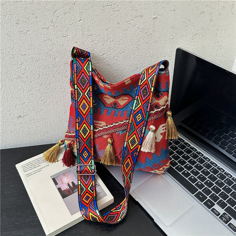 WoBohemian Stil Bestickte Schultertasche Karnz
