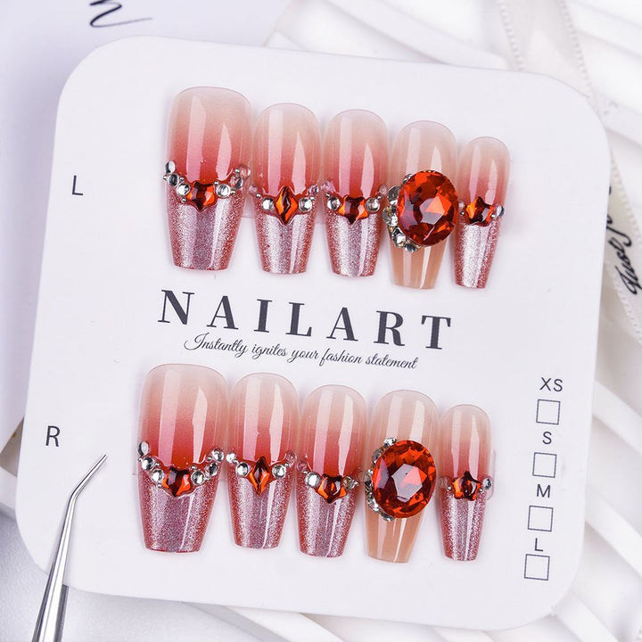 Designer-Rhinestone-beschichtetes Press-On-Nagelset Karnz