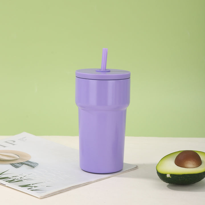 Unisex Isolierter Trinkbecher mit Staubschutzdeckel und Strohhalm Karnz