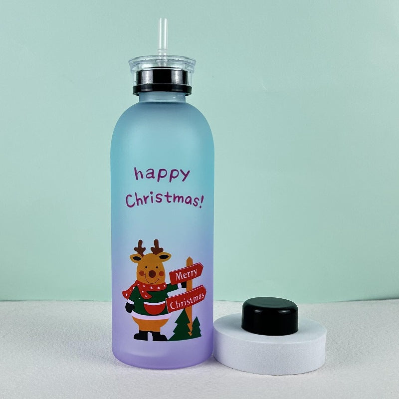 Damen Motivierende Trinkflasche mit fröhlichem Weihnachtsdesign Karnz