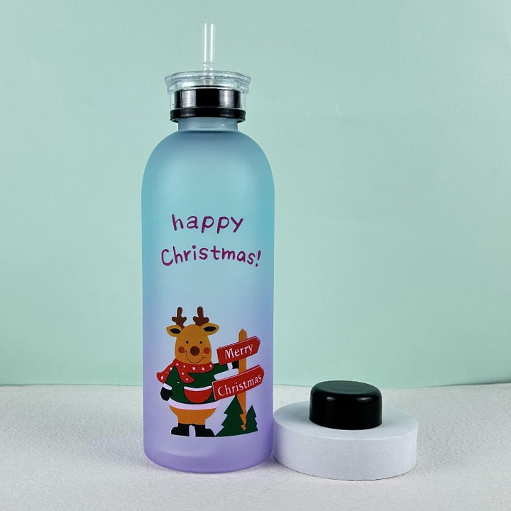 Damen Motivierende Trinkflasche mit fröhlichem Weihnachtsdesign Karnz