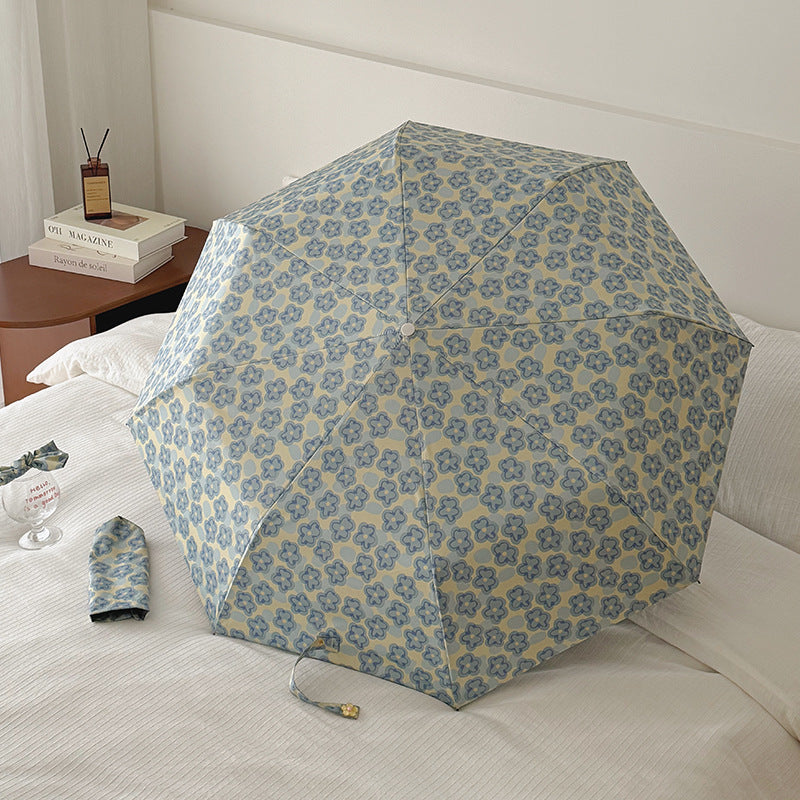 Damen Faltbarer Regenschirm mit elegantem Blumenmuster Karnz