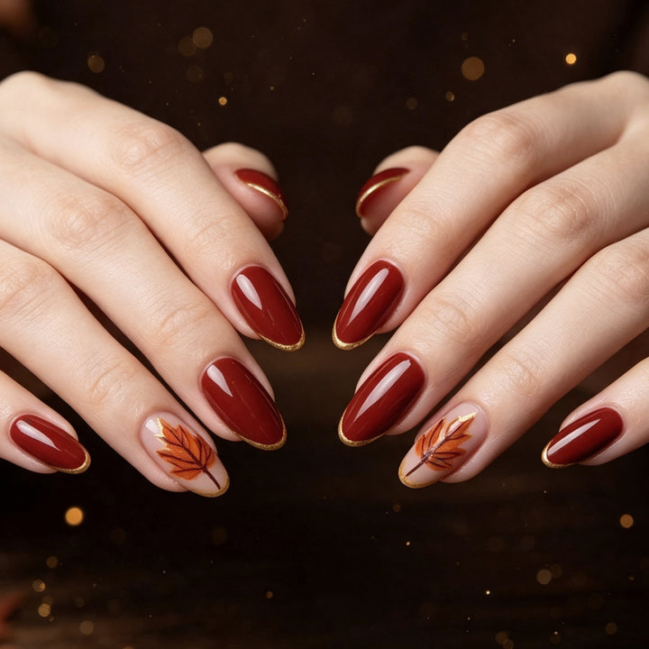 Dekorative herbstliche Nagelkunstverzierungen Karnz