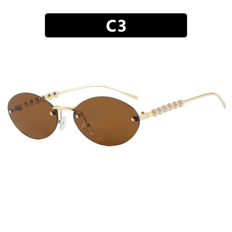 Damen stilvolle ovale Sonnenbrille mit eleganten Verzierungen Karnz