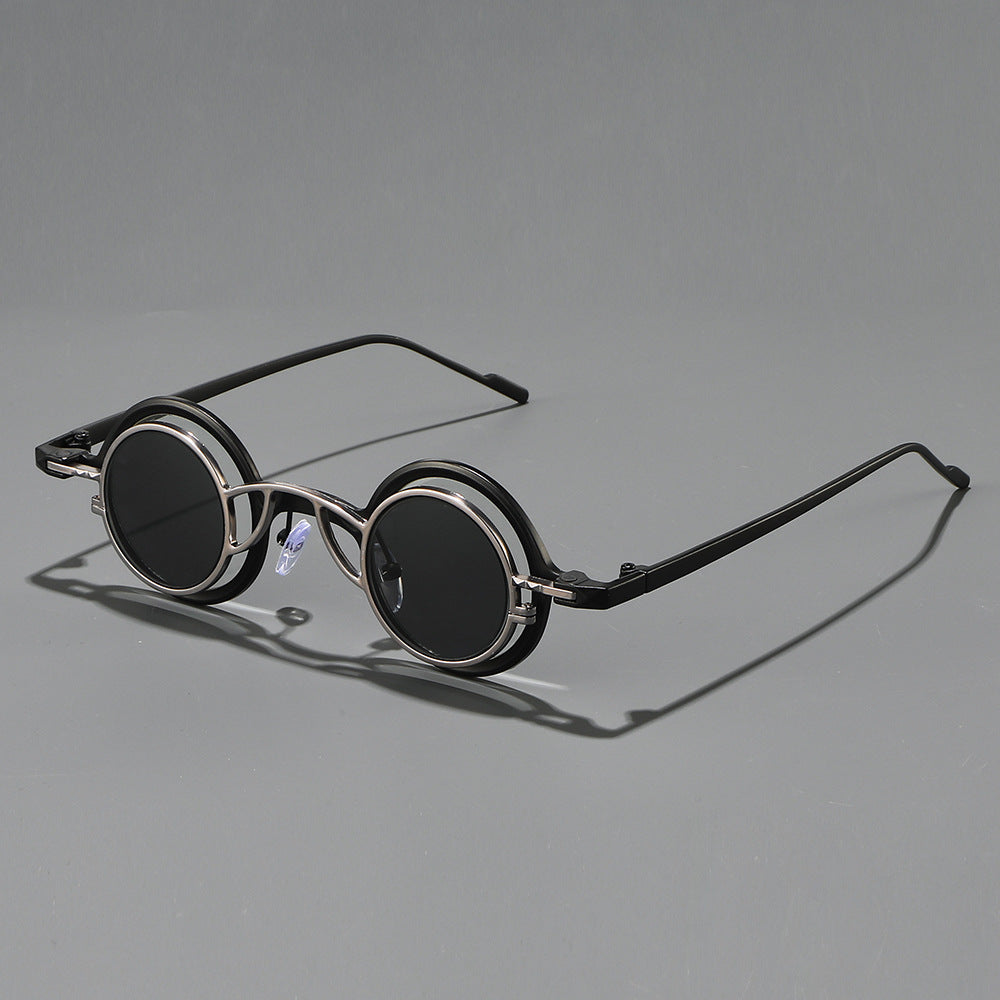 Damen Retro-Rundsonnenbrille mit doppeltem Rahmen Karnz