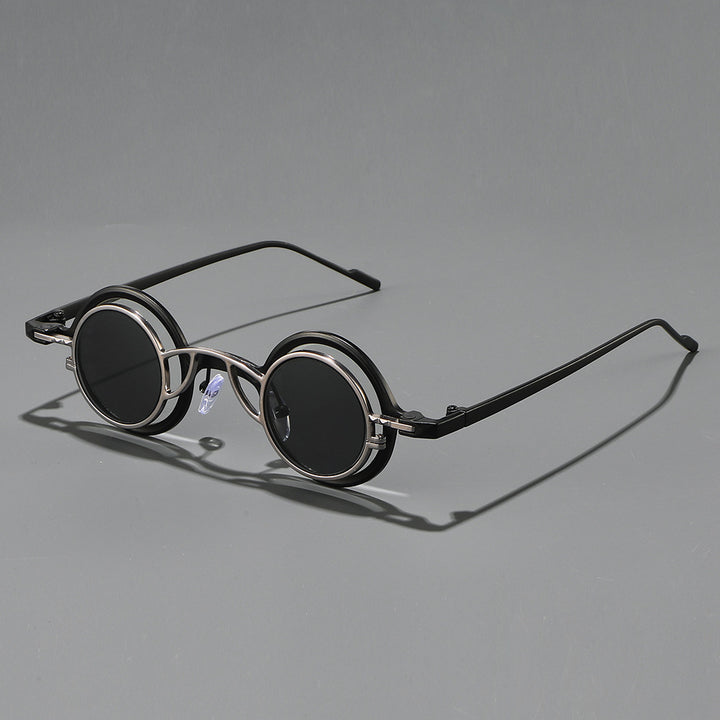 Damen Retro-Rundsonnenbrille mit doppeltem Rahmen Karnz
