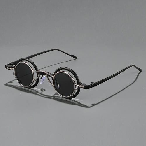 Damen Retro-Rundsonnenbrille mit doppeltem Rahmen Karnz