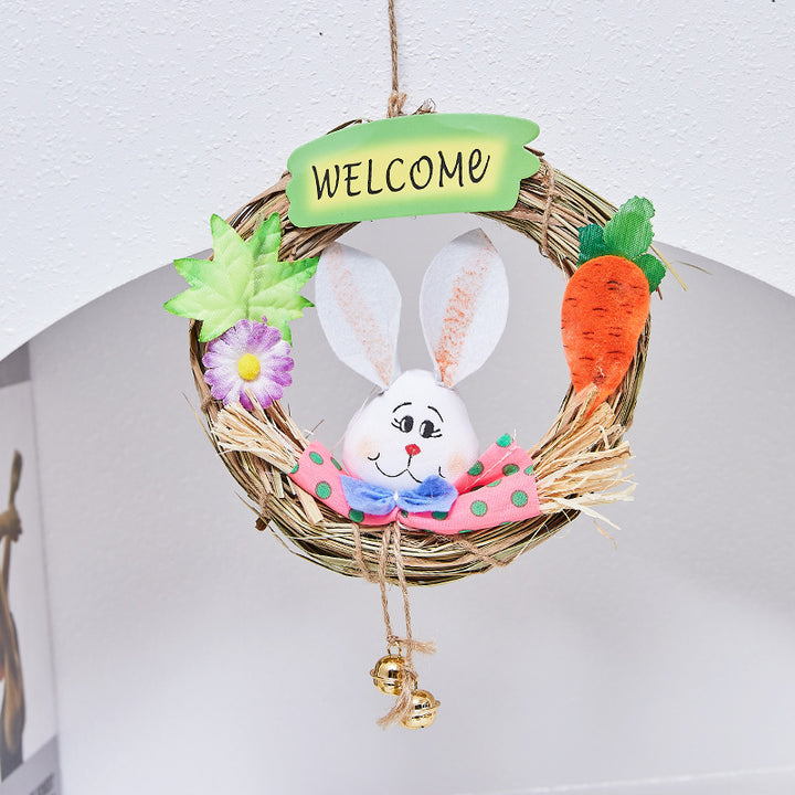 Dekorativer Bunny Willkommen Kranz
