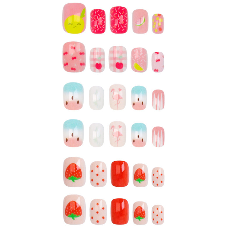 Kunstnagelset mit verspielten Flamingo- und Streifenmotiven Karnz