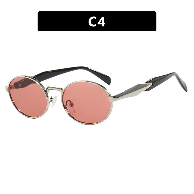 Damen Designer-Sonnenbrille mit einzigartigem ovalem Rahmen und luxuriösen Akzenten Karnz