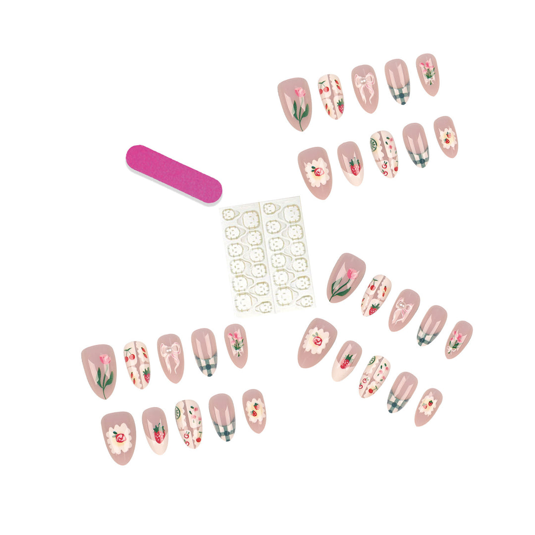 Floral Print Press-On Nail Art Set