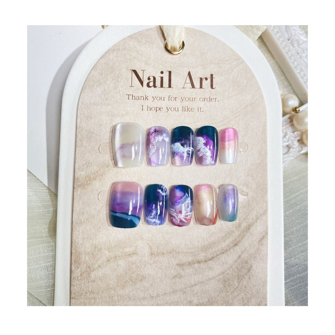 Künstlerisches Marmor-Design Druck-Nagelset