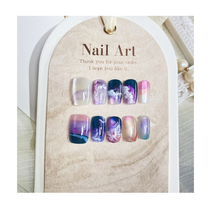 Künstlerisches Marmor-Design Druck-Nagelset