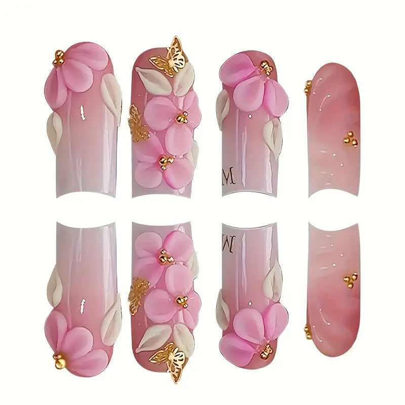 Floral-Accent Press-On Nail Art Karnz