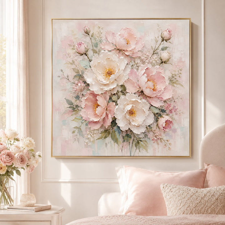 3D Texturiertes Floral Leinwand-Kunstwerk