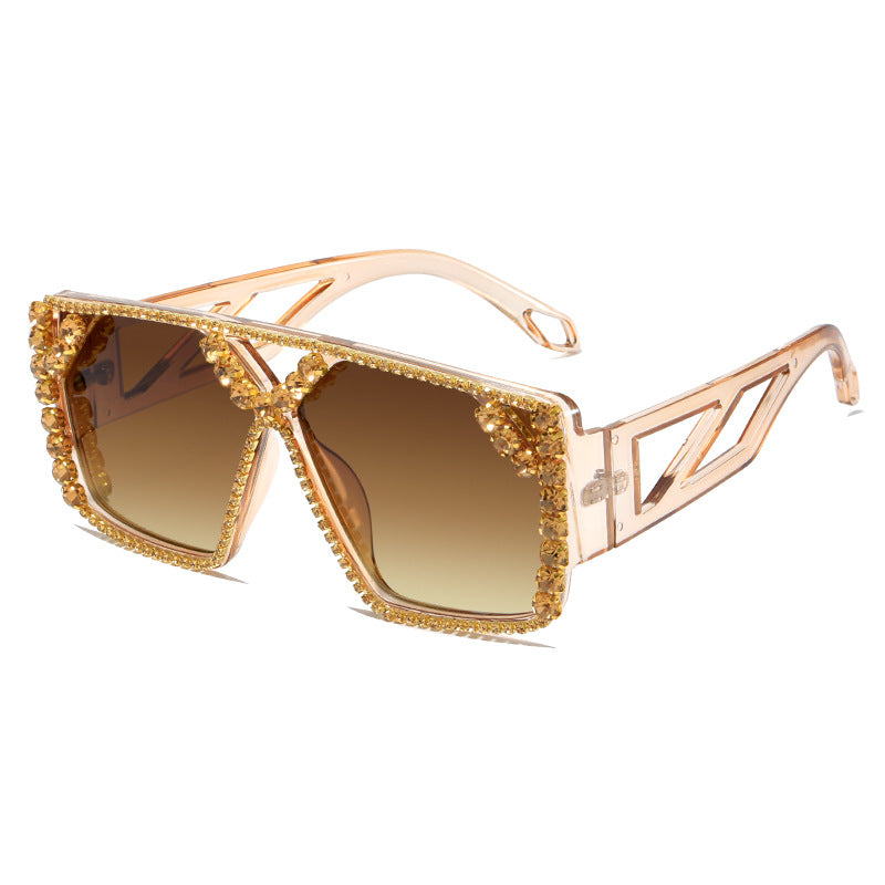 Damen Glamouröse Oversized-Sonnenbrille mit funkelndem Rahmen und UV-Schutz Karnz