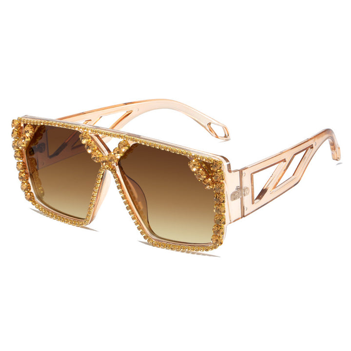 Damen Glamouröse Oversized-Sonnenbrille mit funkelndem Rahmen und UV-Schutz Karnz
